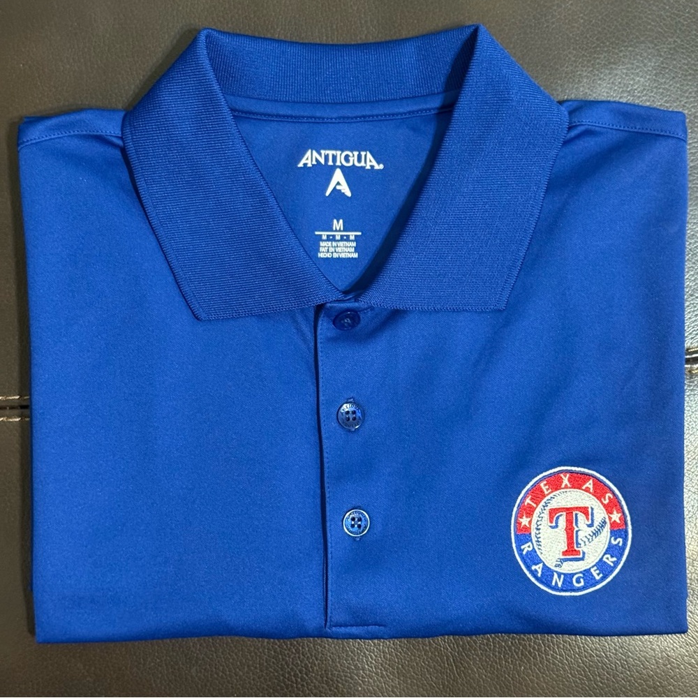 Texas Rangers MLB Blue Antigua Polo Shirt Size Medium